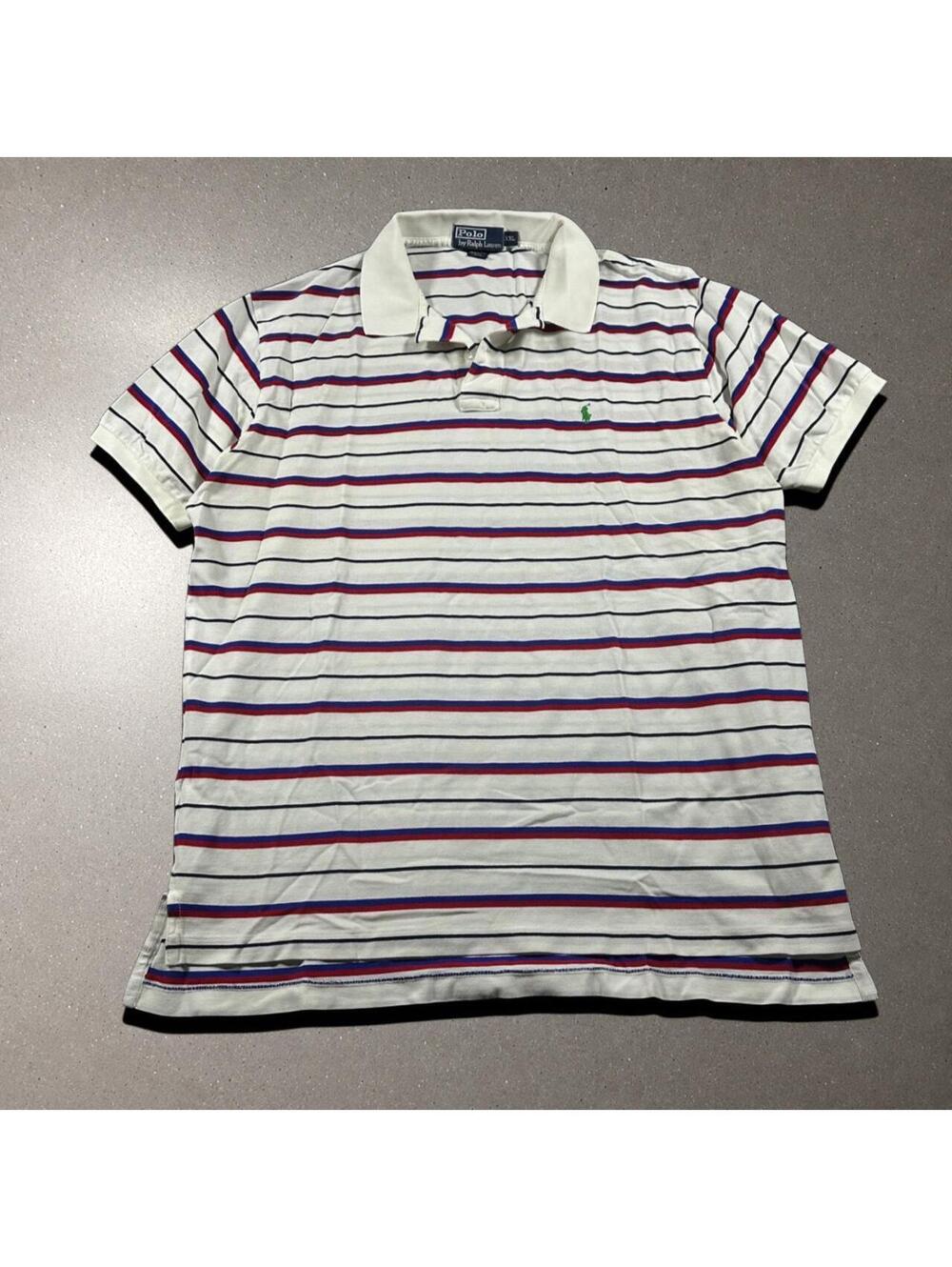 Vintage Polo Ralph Lauren Multicolored Striped Short Sleeve Polo - Fits XXL!